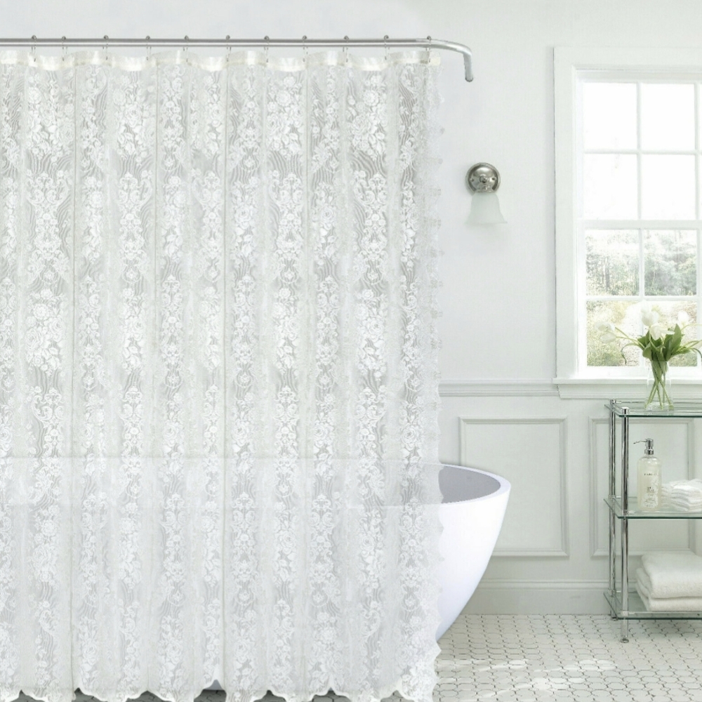 Kate Aurora Country Farmhouse Shabby Chic Floral Lace Shower Curtain